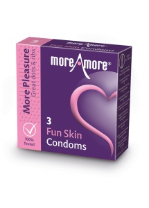 Prezerwatywy prążkowane - MoreAmore Condom Fun Skin 3 szt  
