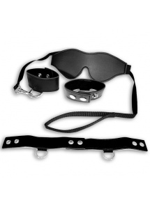 S&M Black Bondage Kit – Zestaw SM z kajdankami i obrożą