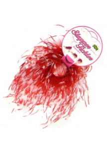 Sportsheets Tickler Bracelet – Bransoleta z piórek do pieszczot biało-czerwona