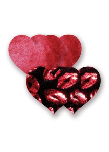 Nakładki na sutki bieliźniane - Nippies Print Red Hot Lips Heart