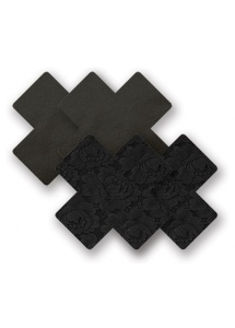 Nakładki na sutki bieliźniane - Nippies Basic Black Cross