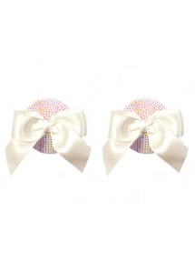 Nakładki na sutki Nippies Gold - kokardki białe