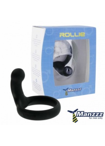Pierścień na penisa  z wypustką - ManzzzToys Rollie czarny
