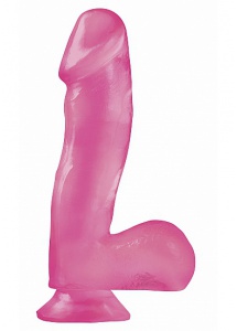 Dildo realistyczne z przyssawką - PIPEDREAM Basix Rubber Works 6.5" Dong with Suction Cup - Różowy
