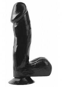 Dildo realistyczne z przyssawką - PIPEDREAM Basix Rubber Works 6.5" Dong with Suction Cup - Czarny