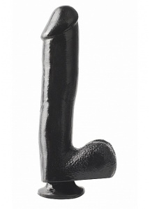 Dildo realistyczne z przyssawką - PIPEDREAM Basix Rubber Works 10" Dong with Suction Cup Czarny