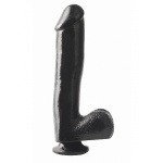 Dildo realistyczne z przyssawką - PIPEDREAM Basix Rubber Works 10" Dong with Suction Cup Czarny