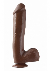 Dildo realistyczne z przyssawką - PIPEDREAM Basix Rubber Works 10" Dong with Suction Cup Brązowy