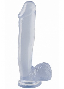Dildo realistyczne z przyssawką - PIPEDREAM Basix Rubber Works 12" Dong With Suction Cup Kryształ