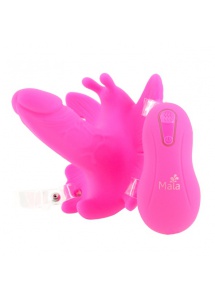 Bezprzewodowy motylek strap-on - Maia Toys Butterfly Wireless Strap On Neon Pink