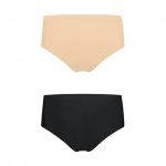 Bezszwowe figi wysokie dwupak - Bye Bra  Invisible High Brief Cieliste i Czarne L