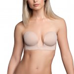 Biustonosz samonośny do głębokich dekoltów - Bye Bra Seamless U-Style Bra Cielisty miseczka C