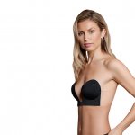 Biustonosz samonośny do głębokich dekoltów - Bye Bra Seamless U-Style Bra Czarny miseczka C