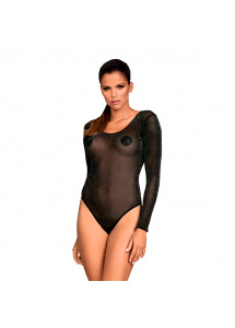 Błyszczące czarne body - Obsessive B123 Teddy S/M   