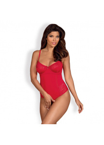 Body z otwartym krokiem - Obsessive Jolierose Teddy Red L/XL