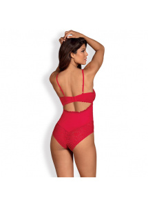 Body z otwartym krokiem - Obsessive Jolierose Teddy Red L/XL
