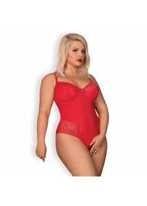 Body z otwartym krokiem - Obsessive Jolierose Teddy Red XXL