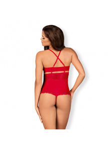 Body z rozciętym krokiem - Obsessive 838-TED-3 Teddy Open Crotch XXL Czerwony