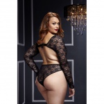 Body z wyciętymi plecami - Baci Black Lacy Bodysuit Back Cutout 