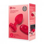 BVibe - Wibrujący Korek Analny Z Pilotem Czerwony Heart Plug M/L