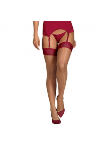 Czerwone seksowne pończochy - Obsessive Rosalyne Stockings Red L/XL