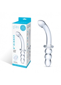 Dildo do punktu G dwustronne - Glas Ribbed G-Spot Glass Dildo  