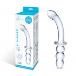 Dildo do punktu G dwustronne - Glas Ribbed G-Spot Glass Dildo  