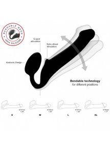 Dildo dwustronne do strap-on pegging i punkt G - Strap-On-Me Semi-Realistic Bendable Strap-On XL Czarny