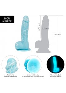 Dildo realistyczne świeci w ciemności - Addiction  Luke Dong 7.5 Inch Blue Glow in the Dark  