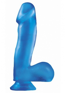 Dildo realistyczne z przyssawką - PIPEDREAM Basix Rubber Works 6.5" Dong with Suction Cup - Niebieski