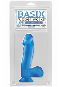 Dildo realistyczne z przyssawką - PIPEDREAM Basix Rubber Works 6.5" Dong with Suction Cup - Niebieski