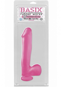 Dildo realistyczne z przyssawką - PIPEDREAM Basix Rubber Works 10" Dong with Suction Cup - Różowy