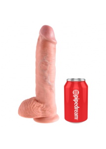 Dildo realistyczne z przyssawką - King Cock Cock 10 Inch with Balls Flesh - 25 cm