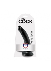 Dildo realistyczne z przyssawką - King Cock Cock 7 Inch Czarny - 18 cm