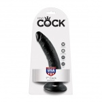 Dildo realistyczne z przyssawką - King Cock Cock 7 Inch Czarny - 18 cm