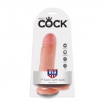 Grube dildo realistyczne z przyssawką - King Cock Cock 7 Inch with Balls Flesh - 18 cm