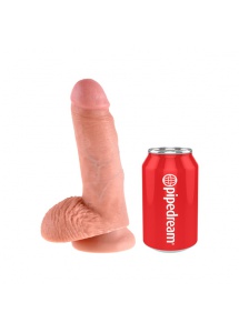 Grube dildo realistyczne z przyssawką - King Cock Cock 7 Inch with Balls Flesh - 18 cm