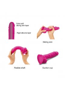 Dildo realistyczne z ruchomą skórką - Strap-On-Me Sliding Skin Realistic Dildo Fuchsia L
