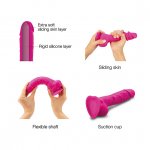 Dildo realistyczne z ruchomą skórką - Strap-On-Me Sliding Skin Realistic Dildo Fuchsia L