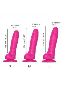 Dildo realistyczne z ruchomą skórką - Strap-On-Me Sliding Skin Realistic Dildo Fuchsia L