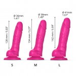 Dildo realistyczne z ruchomą skórką - Strap-On-Me Sliding Skin Realistic Dildo Fuchsia L