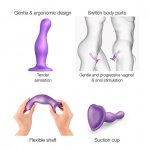 Dildo strap-on do punktu G i prostaty - Strap-On-Me Dildo Plug Curvy Metallic Purple L