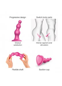 Dildo z kulkami z przyssawką do uprzęży - Strap-On-Me Dildo Plug Beads  Raspberry Pink S  