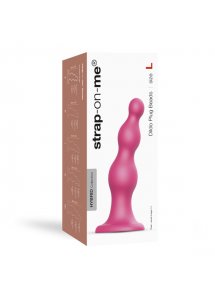 Dildo z kulkami z przyssawką do uprzęży - Strap-On-Me Dildo Plug Beads  Raspberry Pink L