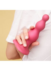 Dildo z kulkami z przyssawką do uprzęży - Strap-On-Me Dildo Plug Beads  Raspberry Pink L