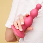Dildo z kulkami z przyssawką do uprzęży - Strap-On-Me Dildo Plug Beads  Raspberry Pink L