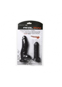 Dildo z nakładką - Perfect Fit Real Boy Kit czarne