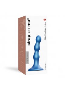 Dildo z przyssawką do uprzęży - Strap-On-Me Dildo Plug Balls Metallic Blue S  