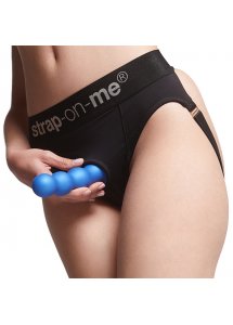 Dildo z przyssawką do uprzęży - Strap-On-Me Dildo Plug Balls Metallic Blue S  