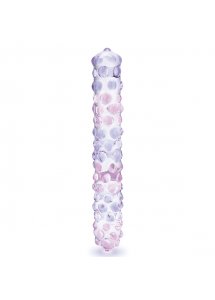 Duże dildo szklane z wypustkami - Glas Purple Rose Nubby Dildo